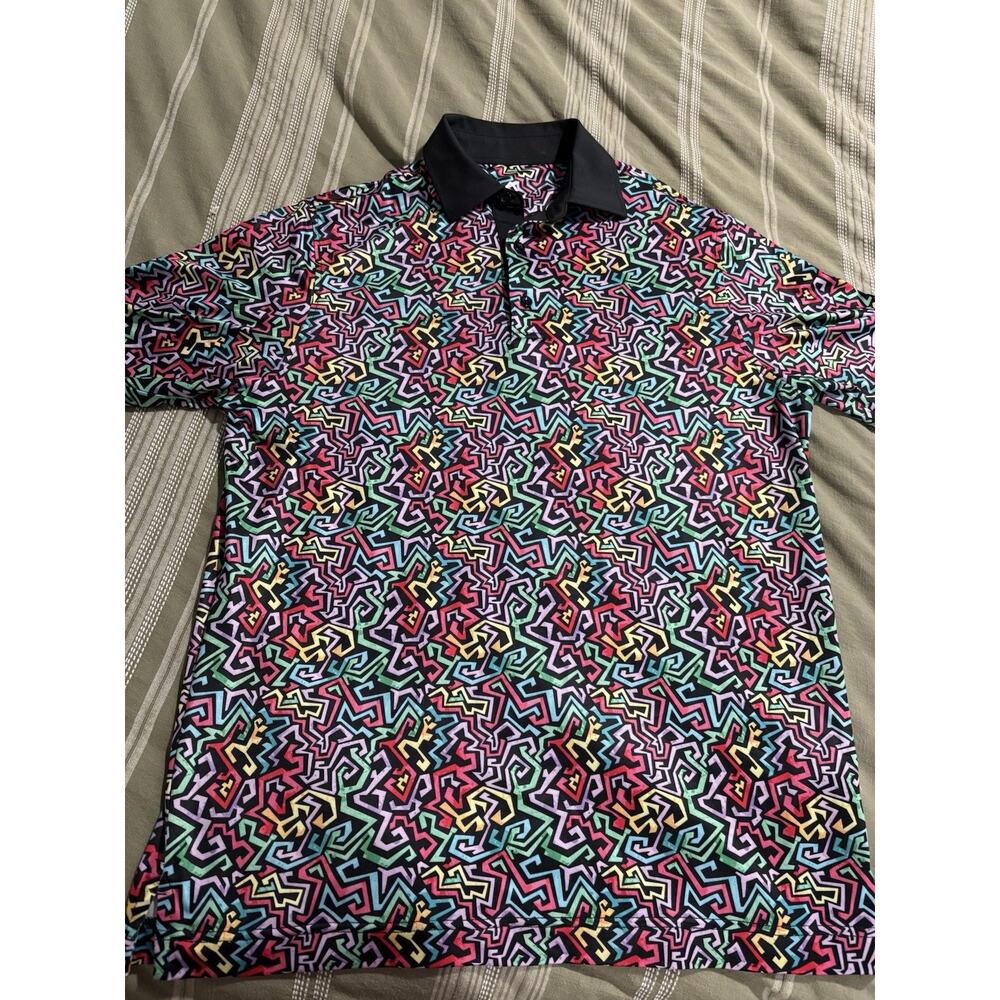 Deolax Performance Golf Polo Shirt Men’s Medium Multi Color Pattern